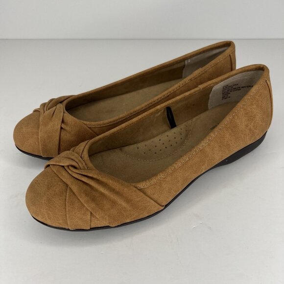 St Johns Bay Brown Women's Size 6.5 Faux Leather Halifax Ballet Slip-On Flats - Picture 1 of 9
